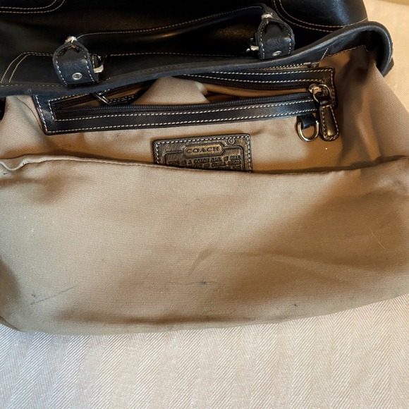 Vintage Coach Hampton Black Leather Satchel Tote Handbag NoF040 7555 - Picture 9 of 13